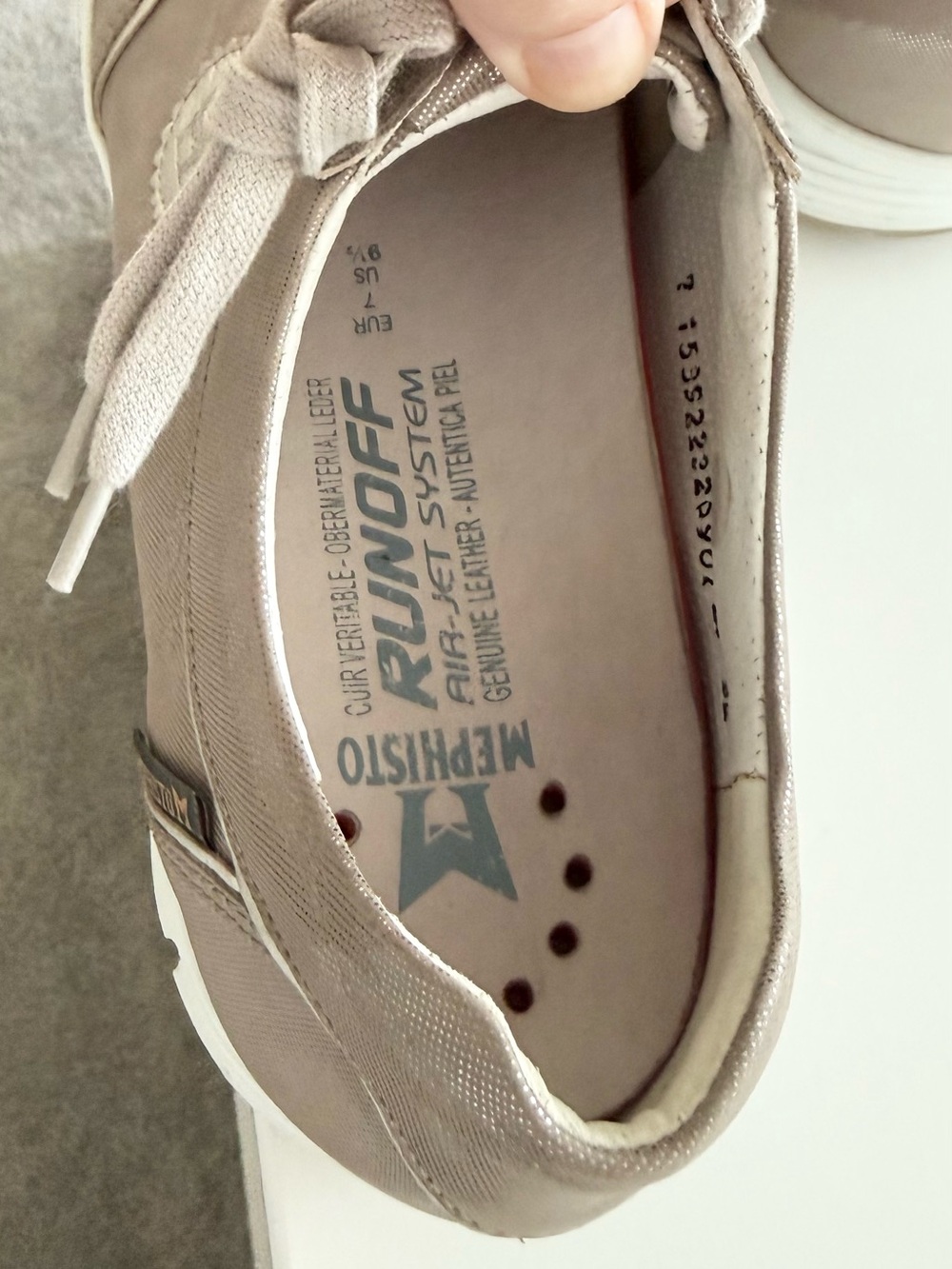 MEPHISTO ‘Yael’ Soft-Air Metallic Taupe Sneaker Size 9.5 Women’s - Picture 6 of 13